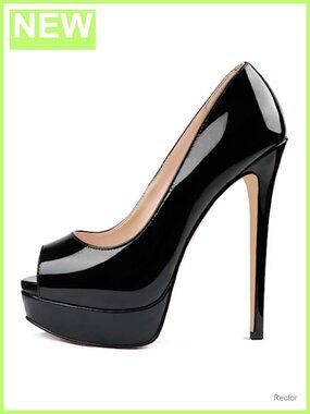 Platform Stiletto Heels Peep Toe Pumps 6 Inch Heels for Wedding Party Faux